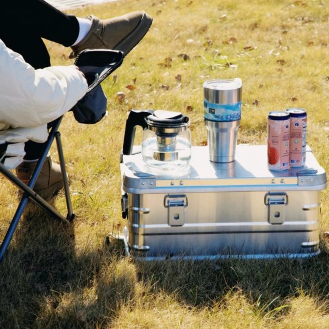 Camping Aluminum Alloy Storage Box 80L Holzoffer